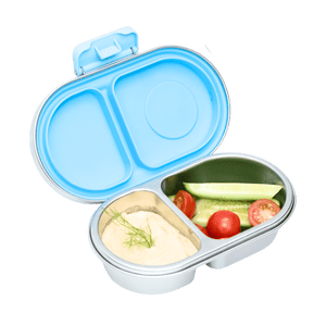 Stainless steel snack container with divided compartments 