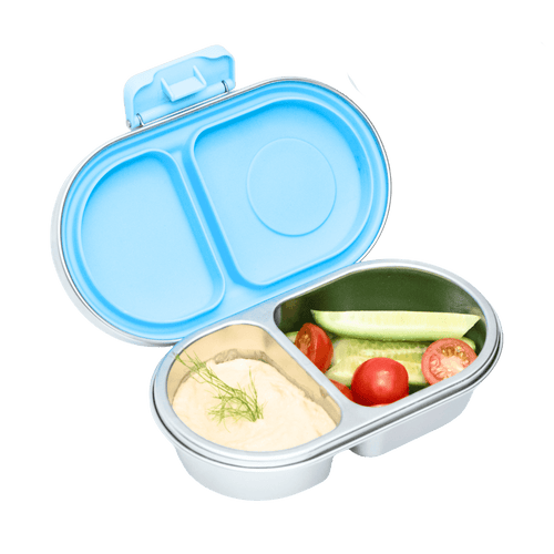 Stainless steel snack container with divided compartments 