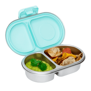 Stainless steel snack container with two compartments 