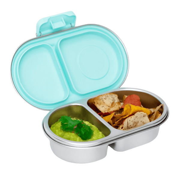 Stainless steel snack container with two compartments 