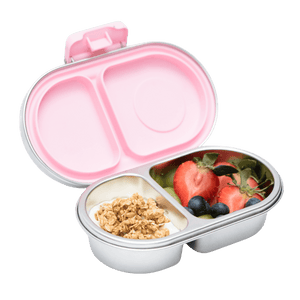 Stainless steel snack container with divided compartments 
