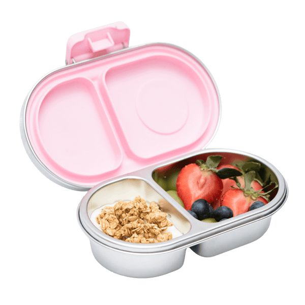 Stainless steel snack container with divided compartments 