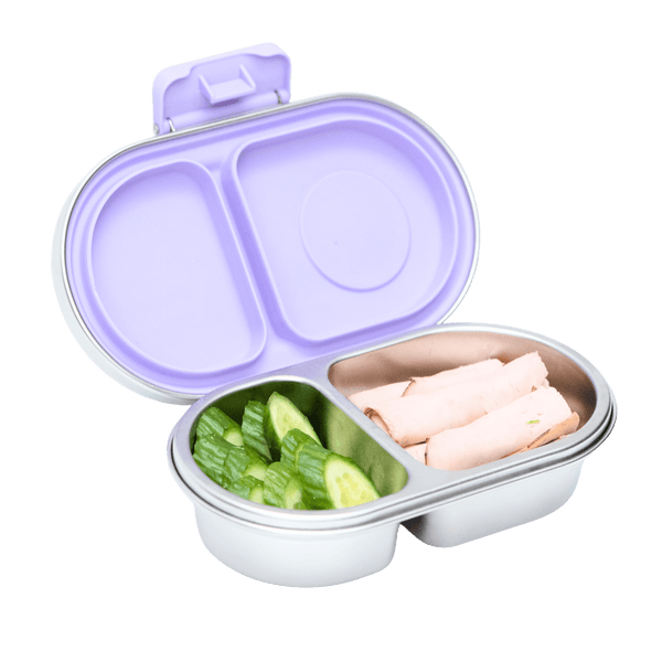 Stainless steel snack container with two compartments 