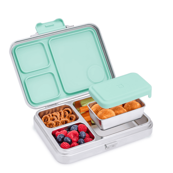 Stainless steel bento box with 3 no-mixing compartments